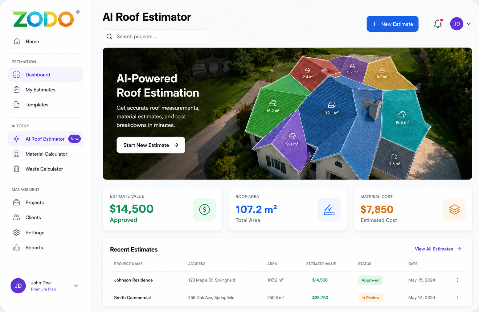 Zodo Roofing Dashboard